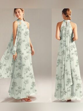 AW Bridal Louise Halter Maxi Dress (Pistachio Green Penoy)